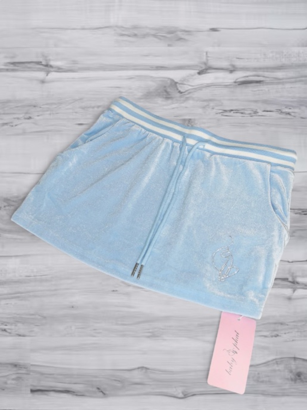 ππ Baby Phat Y2K Sky Blue Velour Skirt Small NWT - Picture 8 of 12
